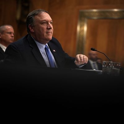 WASHINGTON, DC - JULY 25: U.S. Secretary of State Mike Pompeo testifies during a hearing before Senate Foreign Relations Committee July 25, 2018 on Capitol Hill in Washington, DC.