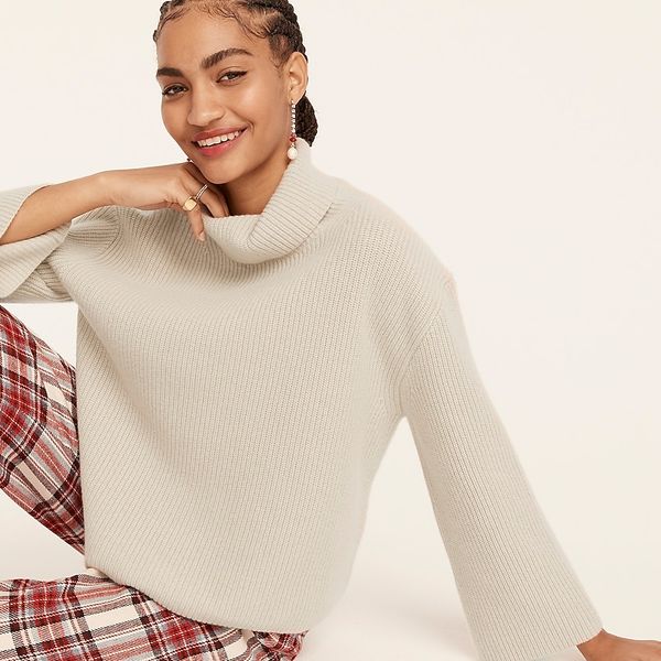 J. Crew Wool and Recycled Cashmere Relaxed Turtleneck
