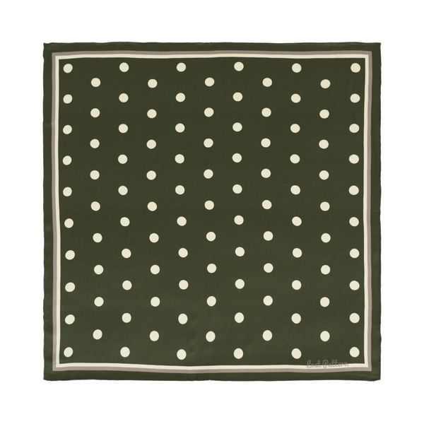 Lost Pattern “Retro Polka” Silk Bandana Scarf - Matcha