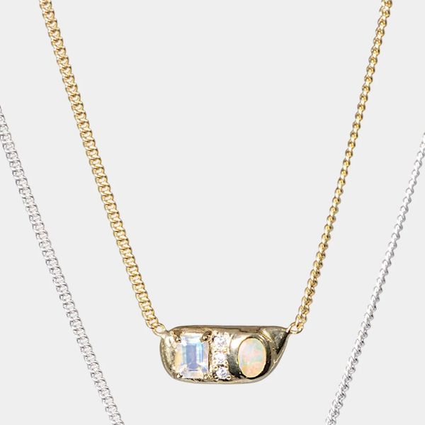 Millie Savage Moony Opal Necklace in Gold Vermeil