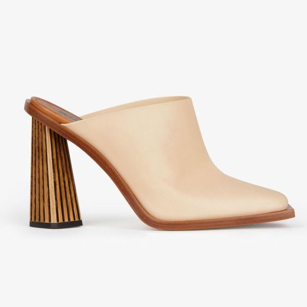 Leather Mules with Wood Heels