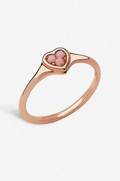 Links of London Open Heart 18ct Rose-Gold Vermeil and Pink Opal Ring