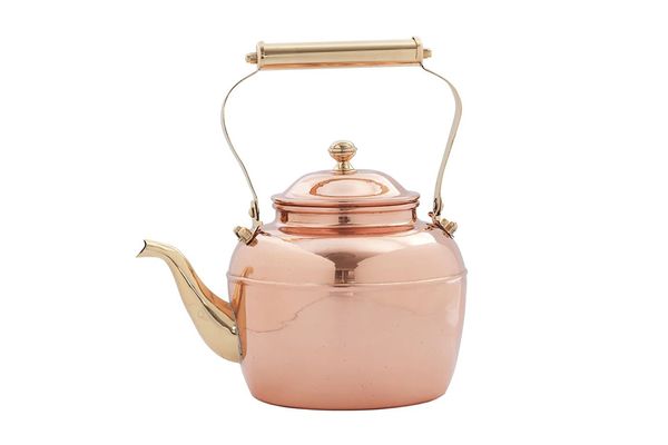 Old Dutch Solid Copper Teakettle With Brass Handle