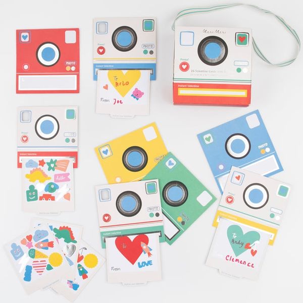Meri Meri Instant Camera Kids Valentine's Cards and Stickers Set (x 24)
