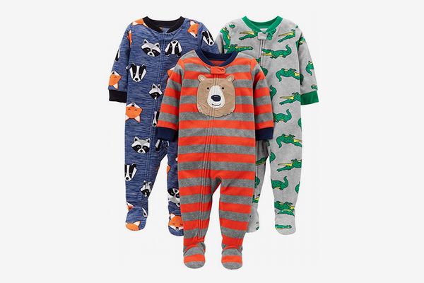 Simple Joys by Carter's Baby and Toddler Boys' 3-Pack Loose Fit Fleece Footed Pajamas
