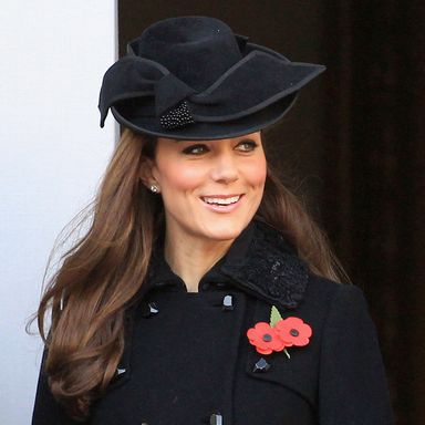 LONDON, UNITED KINGDOM - NOVEMBER 13:  Catherine, Duchess of Cambridge sings during the Remembrance Day Ceremony at the Cenotaph on November 13, 2011 in London, United Kingdom. Politicians and Royalty joined the rest of the county in honouring the war dead by gathering at the iconic memorial to lay wreaths and observe two minutes silence.  (Photo by Chris Jackson/Getty Images)