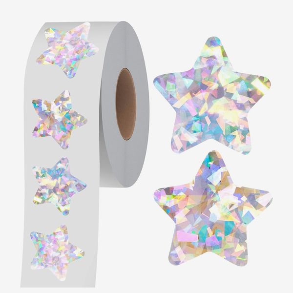Holographic Silvery Star Stickers - 500 Pieces
