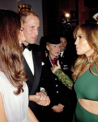 Jennifer Lopez schmoozing with the royal couple.