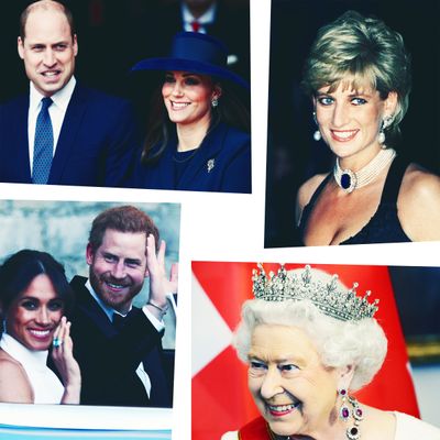 Kate Middleton, Prince William, Princess Diana, Queen Elizabeth, Meghan Markle and Prince Harry.