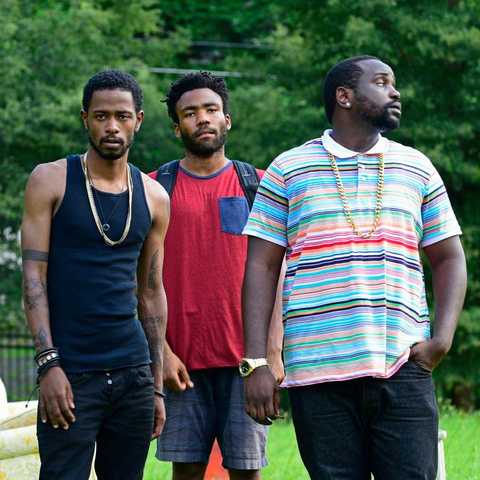 ATLANTA -- ÒThe Big BangÓ -- Episode 101 (Airs Tuesday, September 6, 10:00 pm e/p) Pictured: (l-r) Keith Standfield as Darius, Donald Glover as Earnest Marks, Brian Tyree Henry as Alfred Miles. CR: Guy D'Alema/FX