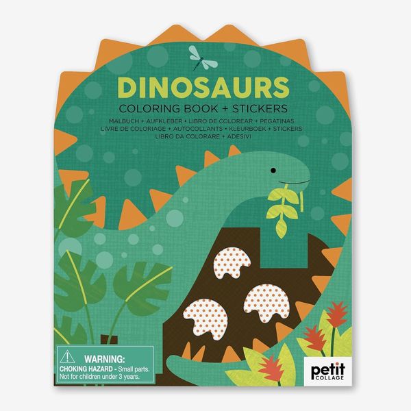 Petit Collage Coloring Book with Stickers Dinosaurs