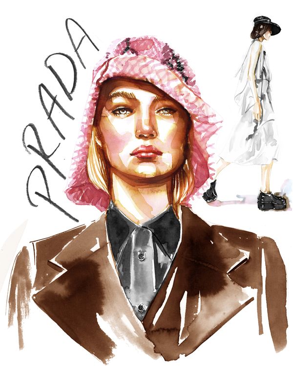 Prada's Milan Runway Show, in Watercolor