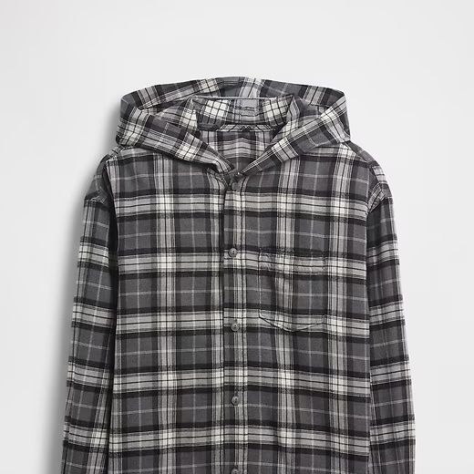 Gap Organic Cotton Hooded Flannel Shirt