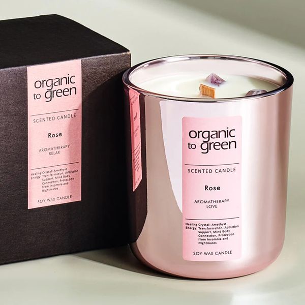 Organic to Green Gem Candle in Rose