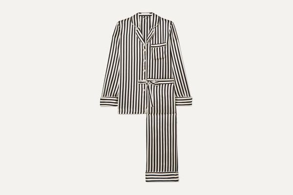 Olivia Von Halle Lila striped silk-satin pajama set
