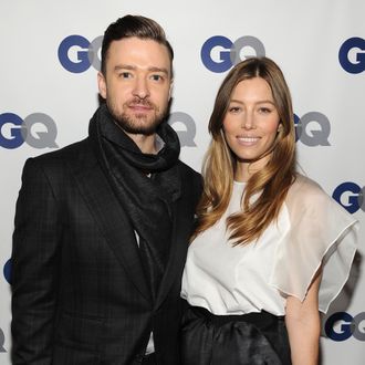 NEW YORK, NY - NOVEMBER 11: (Exclusive Coverage) Musician/actor Justin Timberlake (L) and actress Jessica Biel attend the GQ Men of the Year dinner on November 11, 2013 in New York City. (Photo by Kevin Mazur/Getty Images for GQ)