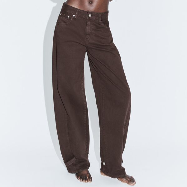 Zara TRF Balloon Mid-Rise Jeans With Belt Loops