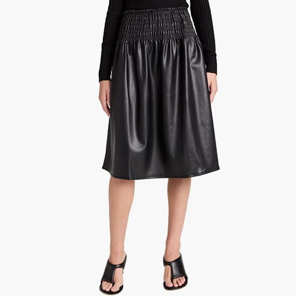 Proenza Schouler White Label Women's Faux Leather Smocked Skirt