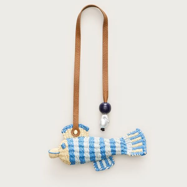 J.Crew Handwoven Straw Fish Bag Charm