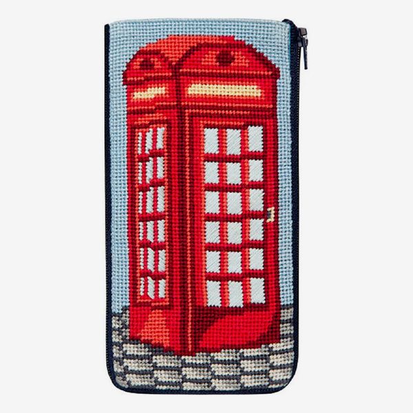 Stitch & Zip Needlepoint Eyeglass Case Kit, 'English Phone Booth'
