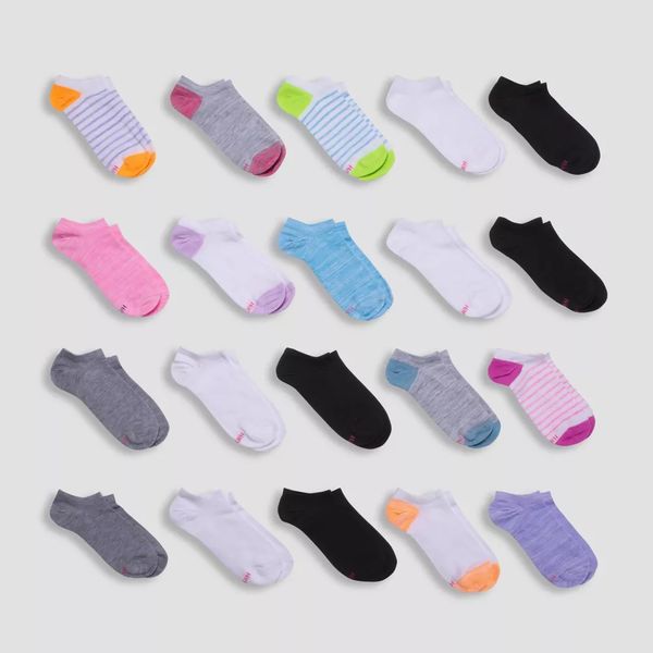 Hanes Girls' 20pk Super No Show Socks