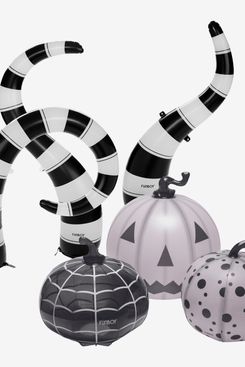 Funboy Halloween Lawn Snake and Inflatable Black and White Pumpkin Decor