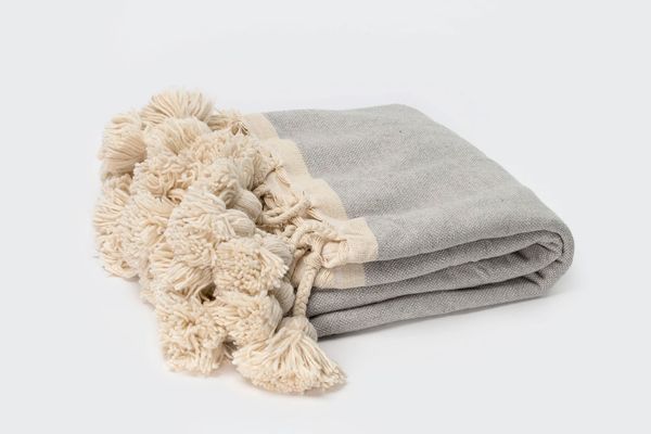 EHC Herringbone Lightweight Soft Warm Wool Feel Acrylic Throw Blanket Grey