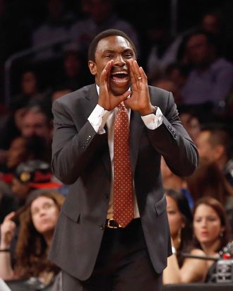 NEW YORK, NY - DECEMBER 25: Head Coach Avery Johnson of the Brooklyn Nets calls out from the sidelines against the Boston Celtics at the Barclays Center on December 25, 2012 in the Brooklyn borough of New York City. NOTE TO USER: User expressly acknowledges and agrees that, by downloading and/or using this photograph, user is consenting to the terms and conditions of the Getty Images License Agreement. The Boston Celtics defeated the Brooklyn Nets 93-76. (Photo by Mike Stobe/Getty Images)