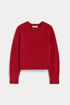 Everlane The Boxy Crew in Cashmere - Berry Red