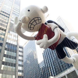 The Diary of a Wimpy Kid balloon floats in the Macy's Thanksgiving Day Parade in New York in New York, Thursday, Nov. 22, 2012. (AP Photo/Charles Sykes)