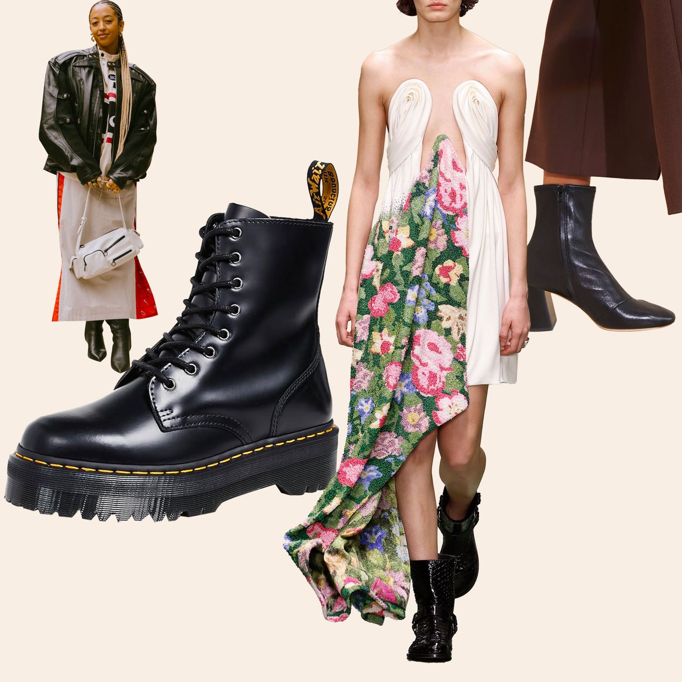 Women's Solid Color Chunky Heel Boots Fashion Slip Dress - Temu