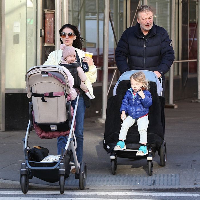 *EXCLUSIVE* Alec and Hilaria Baldwin were seen enjoying a casual stroll with their kids near their home in New York City