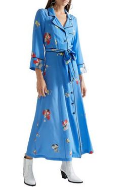 Ganni Joycedale Floral-Print Silk Crepe de Chine Maxi Dress