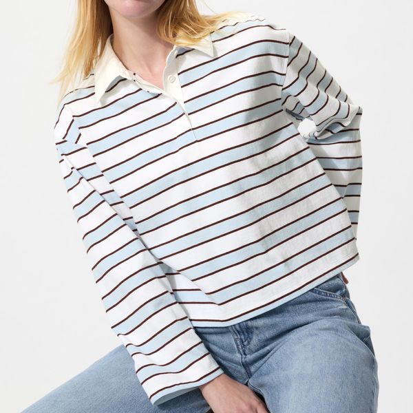 Uniqlo Washed Cotton Polo Shirt | Striped