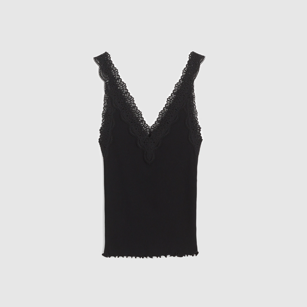 Madewell Lace-Trim Ribbed V-Neck Tank