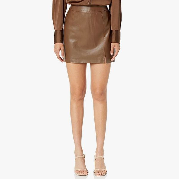 The Drop Aiden Vegan Leather A-Line Mini Skirt