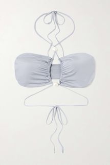 Magda Butrym Top de bikini con aberturas y adornos de perlas artificiales