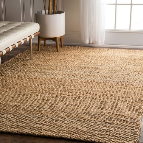 nuLOOM Natura Collection Hailey Jute Natural Fibers Solid and Striped Hand Made Area Rug