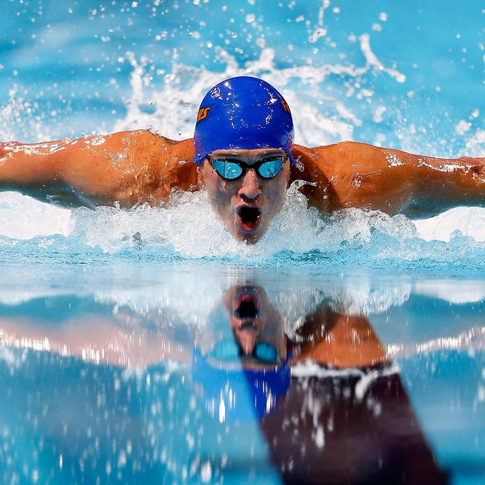 Ryan Lochte competes in the first semifinal heat of the Men's 100 m Butterfly during Day Six of the 2012 U.S. Olympic Swimming Team Trials at CenturyLink Center on June 30, 2012 in Omaha, Nebraska.