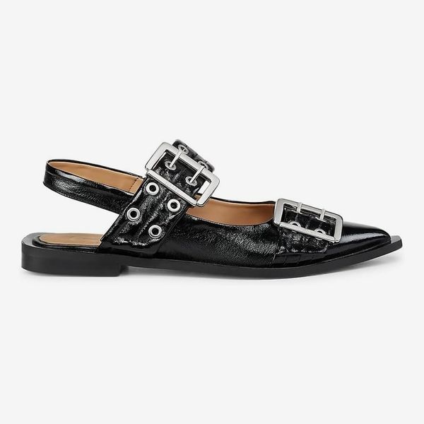Ganni Buckle Ballerina Flats