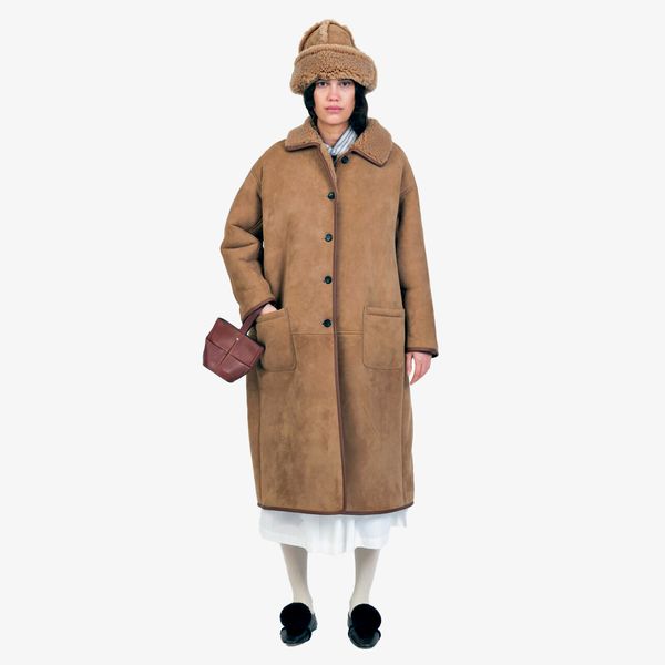 Cawley Suede Back Curly Hair Roo Coat