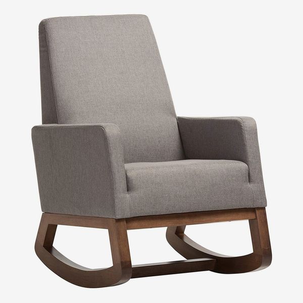 Baxton Studio Yashiya Mid Century Retro Modern Fabric Upholstered Rocking Chair