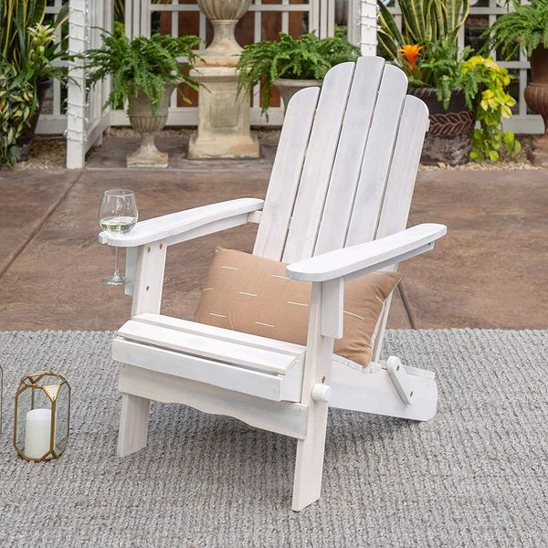 Walker Edison Sullivan Classic Solid Acacia Wood Folding Adirondack Chair