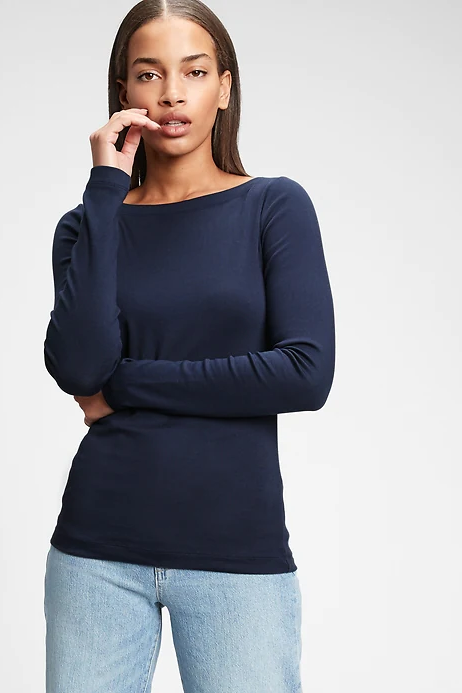 blue long sleeve top ladies