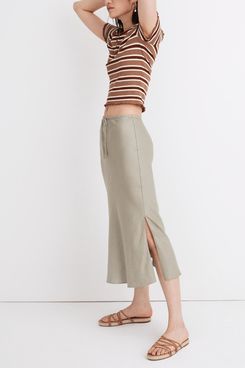 Madewell Linen-Blend Drawstring Midi Slip Skirt