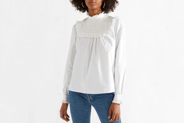 Needle & Thread Broderie anglaise cotton-poplin blouse