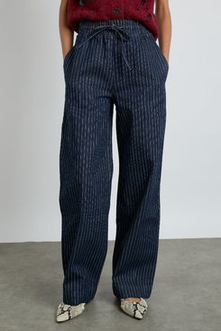 Damson Madder Rafe Jeans - Navy Pinstripe