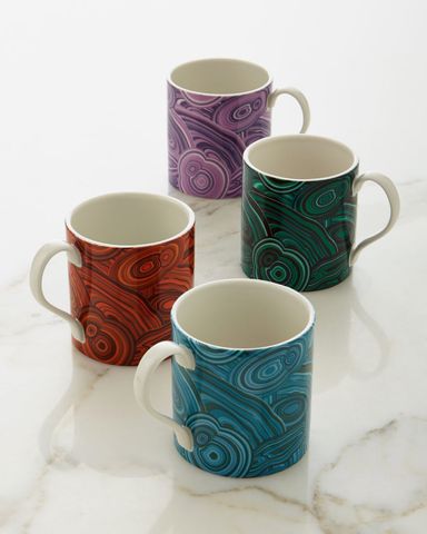 Jonathan Adler Malachite-Patterned Mugs, 4-Piece Set