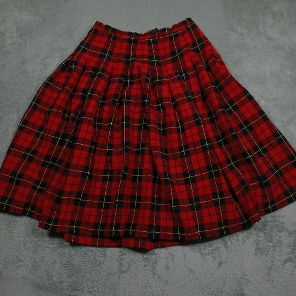 Vintage Pendleton Skirt Womens 28 Red Tartan Plaid Wool Pleated