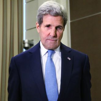 SOCHI, RUSSIA - MAY 12: U.S. Secretary of State John Kerry stands prior to the meeting with Russian President Vladimir Putin during during talks on May 12, 2015 in Sochi, Russia. Kerry is in Russia to discuss the crisis in Ukraine the Russian President. (Photo by Sasha Mordovets/Getty Images)